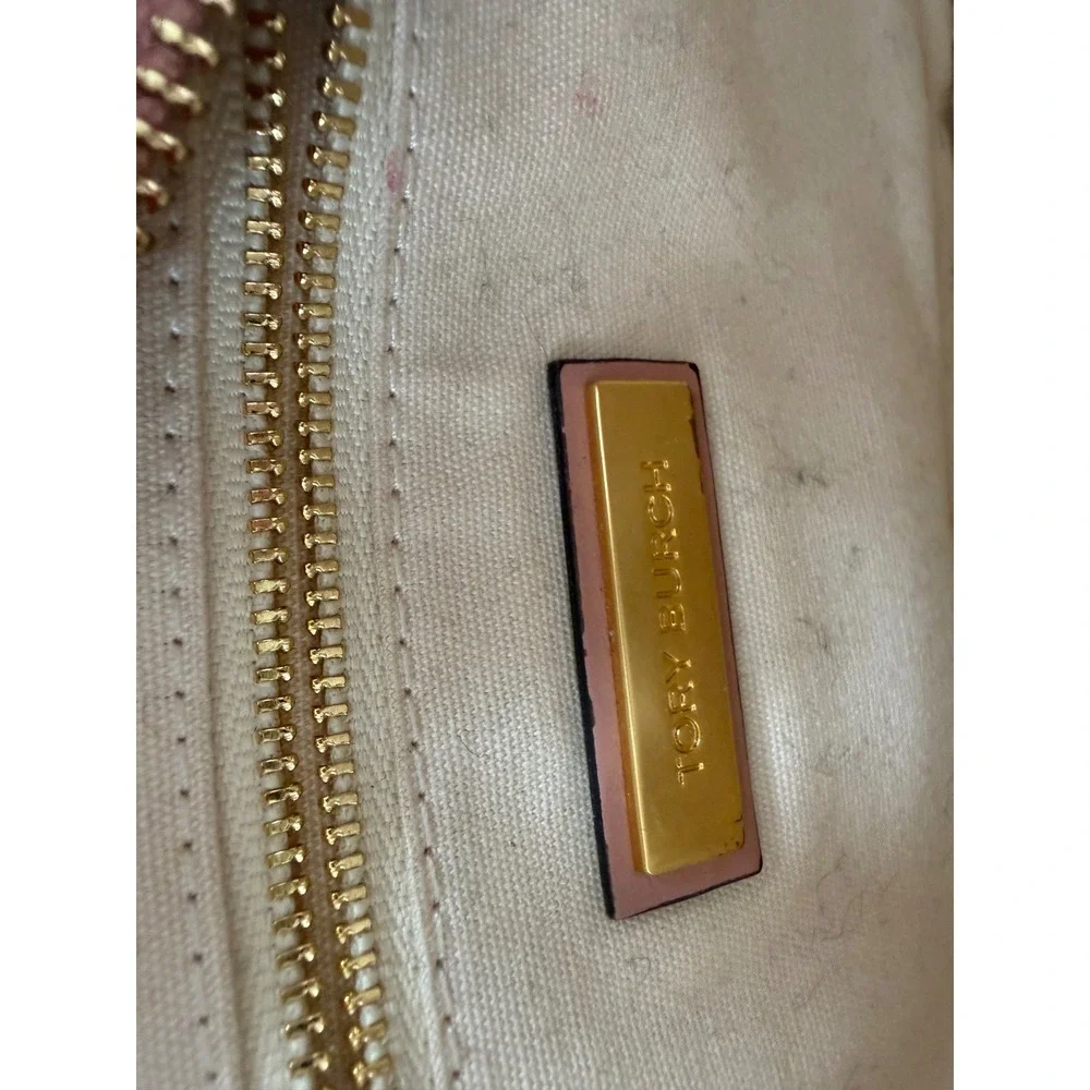 Tory Burch Kira Chevron Small Camera Bag Pink Moon Quilted Leather Crossbody